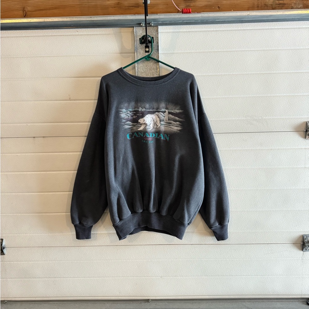 Vintage 90s Canadian Arctic Polar Bear Embroidered Crew Neck Marshlands Size 2XL
